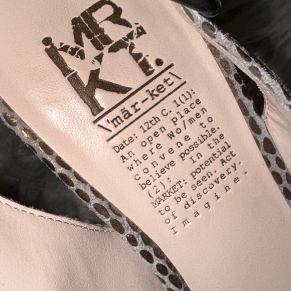 EUC MR KT Market MRKT Nadine Snakeskin Sling Back Peep Toe High Heel Pump Size 7 - Picture 8 of 9